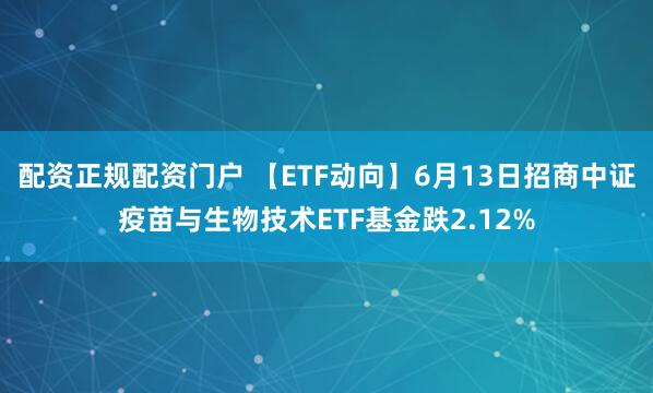 配资正规配资门户 【ETF动向】6月13日招商中证疫苗与生物技术ETF基金跌2.12%